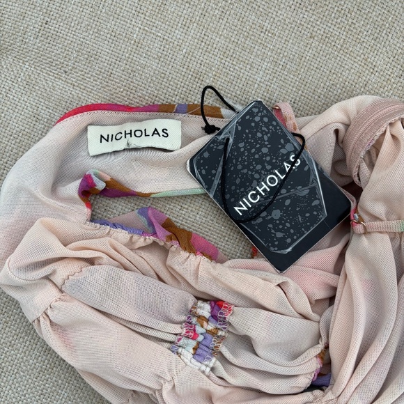 NWT Nicholas Maisie Midi Ruched Stretch Mesh Dress Pink - Size US 4 - Picture 2 of 8